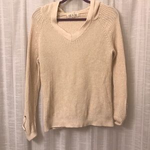 Cream sweater with hood